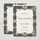Keltische Distel Hart Save the Date Kaart (Voorkant / Achterkant)