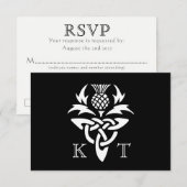 Keltische Distel Initiaal - RSVP - Zwart & Wit Kaartje (Voorkant / Achterkant)