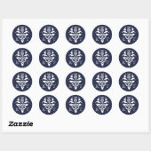 Keltische distel Initialen - Navy Ronde Sticker (Vel)