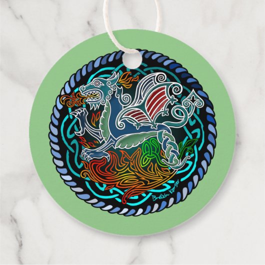 Keltische draak bedankjes labels (Achterkant)