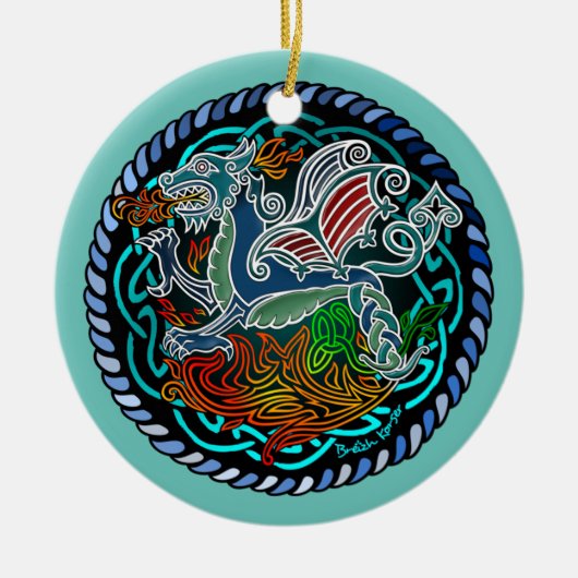 Keltische draak keramisch ornament (Voorkant)