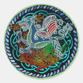 Keltische draak ronde sticker (Voorkant)