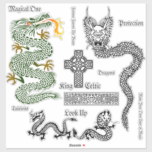 Keltische Draken  Clear Vinyl Sticker (Vel)