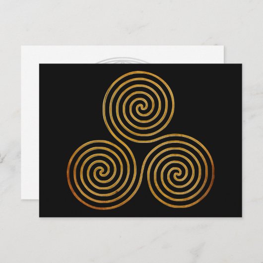 Keltische drievoudige spiraal - OneLine antiek gou Briefkaart (Voorkant / Achterkant)