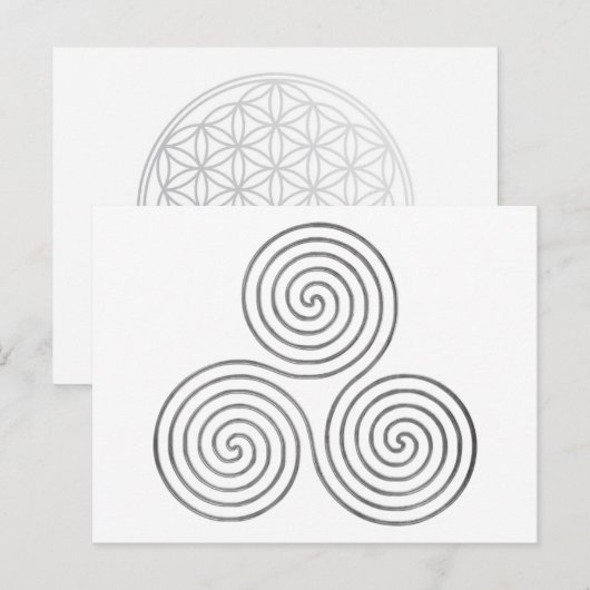 Keltische drievoudige spiraal - OneLine antiek Sil Briefkaart (Voorkant / Achterkant)