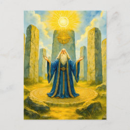 Keltische druïde bij heilige stenen cirkel feestdagenkaart