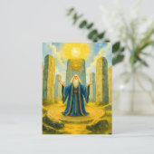 Keltische druïde bij heilige stenen cirkel feestdagenkaart (Staand voorkant)