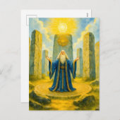 Keltische druïde bij heilige stenen cirkel feestdagenkaart (Voorkant / Achterkant)