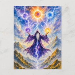 Keltische druïde roept elementaire krachten op feestdagenkaart