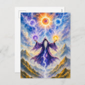 Keltische druïde roept elementaire krachten op feestdagenkaart (Voorkant / Achterkant)