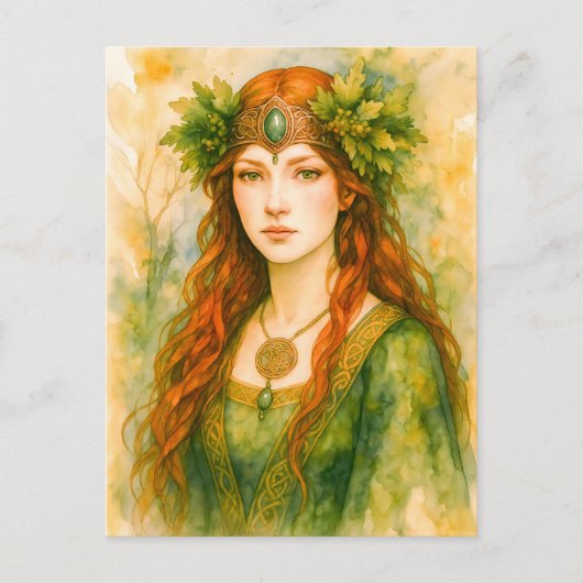 Keltische druïden met eikenbladkroon feestdagenkaart (Voorkant)