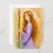 Keltische druïden met violette mantel en staf feestdagenkaart (Voorkant / Achterkant)