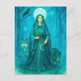 Keltische druïden met wolf zwijn en raaf feestdagenkaart