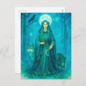 Keltische druïden met wolf zwijn en raaf feestdagenkaart (Voorkant / Achterkant)