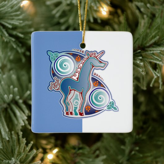 Keltische eenhoorn keramisch ornament (Boom)