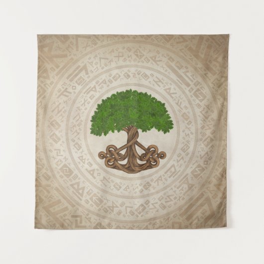 Keltische eikenboom van het leven - Yggdrasil Wandkleed (Voorkant)