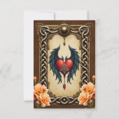 Keltische elegantie met een hart en vleugels. RSVP kaartje (Achterkant)