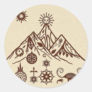 Keltische en Inuit geïnspireerde bergmotieven Ronde Sticker