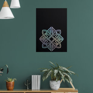 Keltische geometrische mandala donkere achtergrond poster