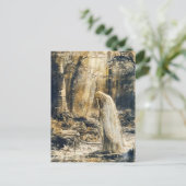 Keltische gesluierde vrouw in het bos briefkaart (Staand voorkant)
