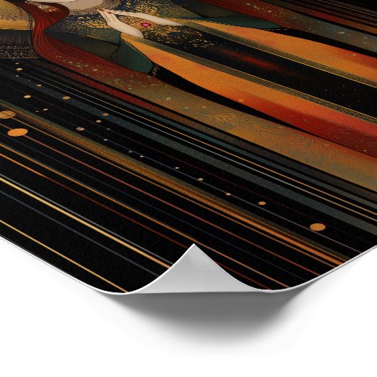 Keltische Godin Brigid Rainbow Gold Black Art Poster (Hoek)