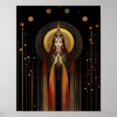 Keltische Godin Brigid Rainbow Gold Black Art Poster (Voorkant)