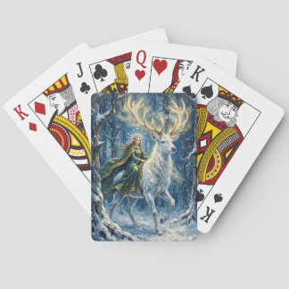Keltische godin & gloeiend wit hert pokerkaarten
