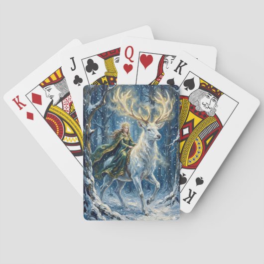 Keltische godin & gloeiend wit hert pokerkaarten (Achterkant)