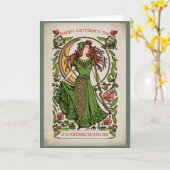 Keltische Godin Irish Moederdag Kaart (Gele Bloem)