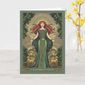 Keltische Godin Irish Moederdag Kaart (Gele Bloem)