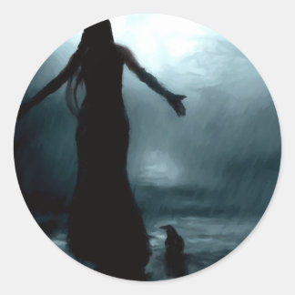 Keltische godin Morrigan Crow Raven regenwater Ronde Sticker