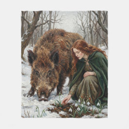 Keltische godin & wild zwijn fleece deken