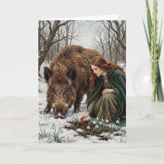 Keltische godin & wild zwijn kaart (Voorkant)