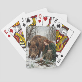 Keltische godin & wild zwijn pokerkaarten