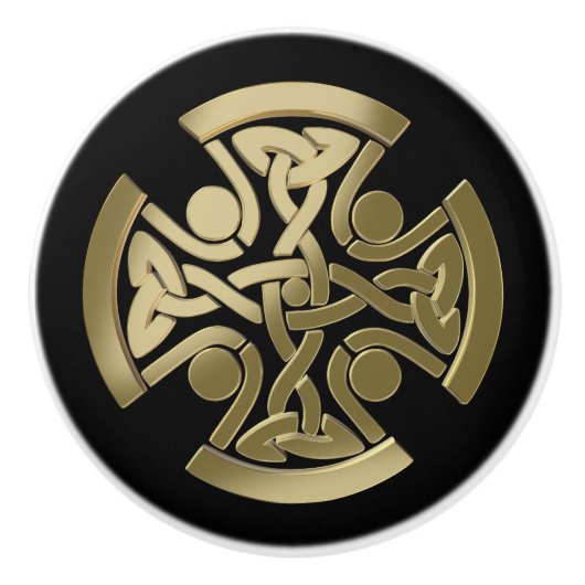 Keltische gouden knoop keramische knop (Voorkant)