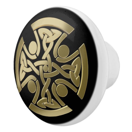 Keltische gouden knoop keramische knop (Rechts)