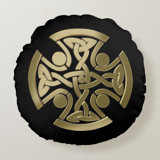 Keltische gouden knoop rond kussen (Voorkant)