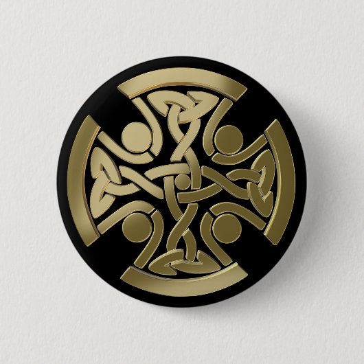 Keltische gouden knoop ronde button 5,7 cm (Voorkant)