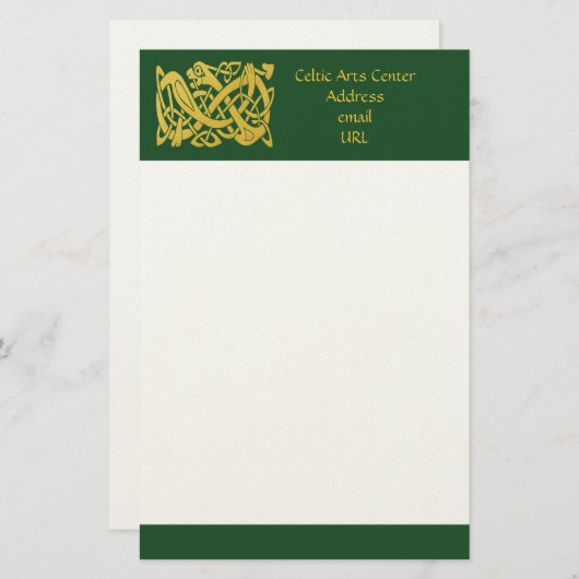 Keltische Gouden Slang op Donkergroen Schrijfpapie Briefpapier (Voorkant / Achterkant)