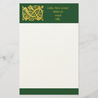 Keltische Gouden Slang op Donkergroen Schrijfpapie Briefpapier