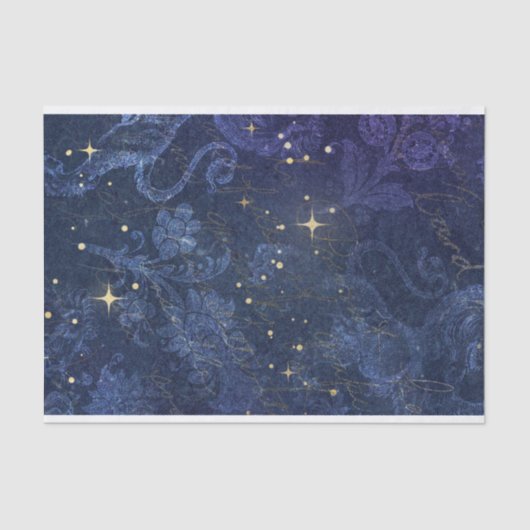 Keltische gouden sterren blauw gevlekt tissuepapier (Voorkant)