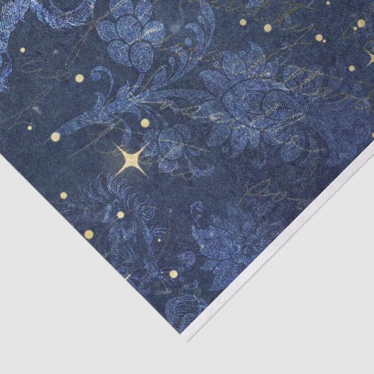 Keltische gouden sterren blauw gevlekt tissuepapier (Detail)