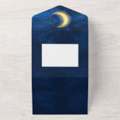 Keltische goudsterren in de nacht blauw roomrijk all in one uitnodiging (Buitenkant)