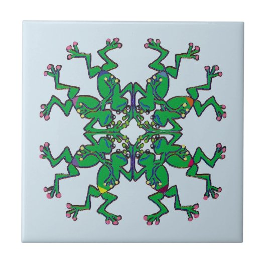 Keltische groene kikkers doen synchroon zwemmen tegeltje (Voorkant)