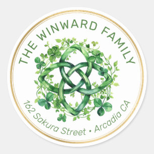 Keltische groene knoopwerkklaver van St. Patrick Ronde Sticker