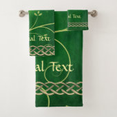 Keltische groene knoppen en bladeren bad handdoek (Insitu)