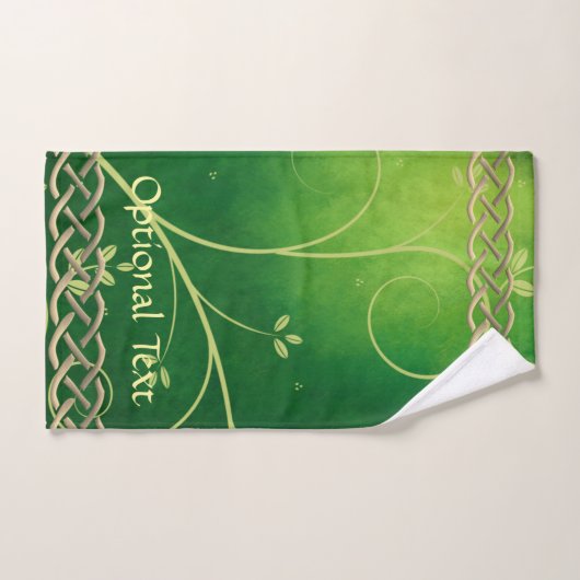 Keltische groene knoppen en bladeren bad handdoek (Handdoek)