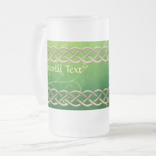 Keltische groene knoppen en bladeren matglas bierpul (Voorkant links)