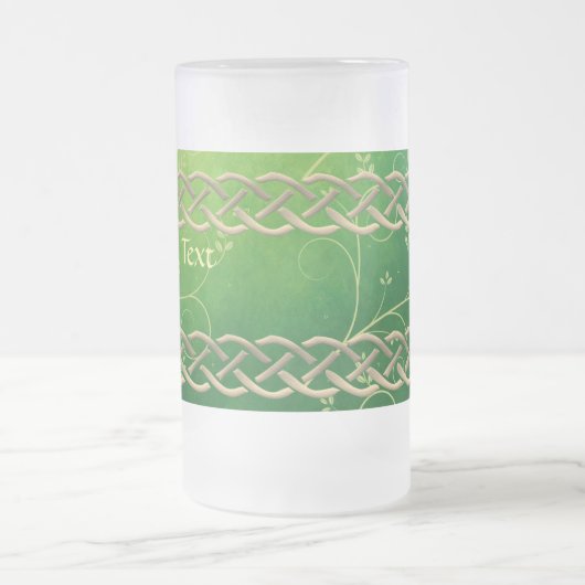 Keltische groene knoppen en bladeren matglas bierpul (Center)