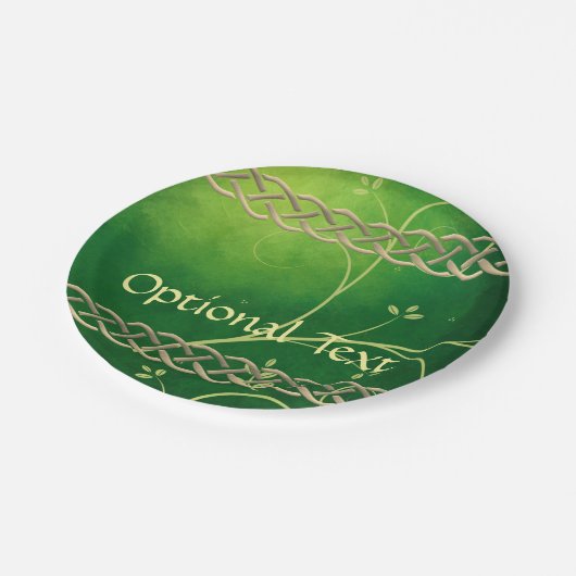 Keltische groene knoppen en bladeren papieren bordje (Gekanteld)